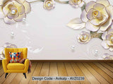 Avikalp Exclusive AVZ0239 Embossed Three Dimensional Modern Minimalist Flower Open Rich Wall Decoration Painting HD 3D Wallpaper