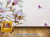 Avikalp Exclusive AVZ0240 Jewelry Embossed Stereo Simple Fashion New Chinese Magnolia Background Wall HD 3D Wallpaper
