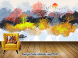 Avikalp Exclusive AVZ0241 New Chinese Artistic Conception Ink Painting Landscape Wall HD 3D Wallpaper