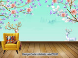 Avikalp Exclusive AVZ0247 Beautiful Pink Elk Embossed Tv Background Wall HD 3D Wallpaper