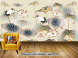 Avikalp Exclusive AVZ0253 Rich Chinese Style Lotus Leaf Lotus Chinese Tv Background Wall HD 3D Wallpaper