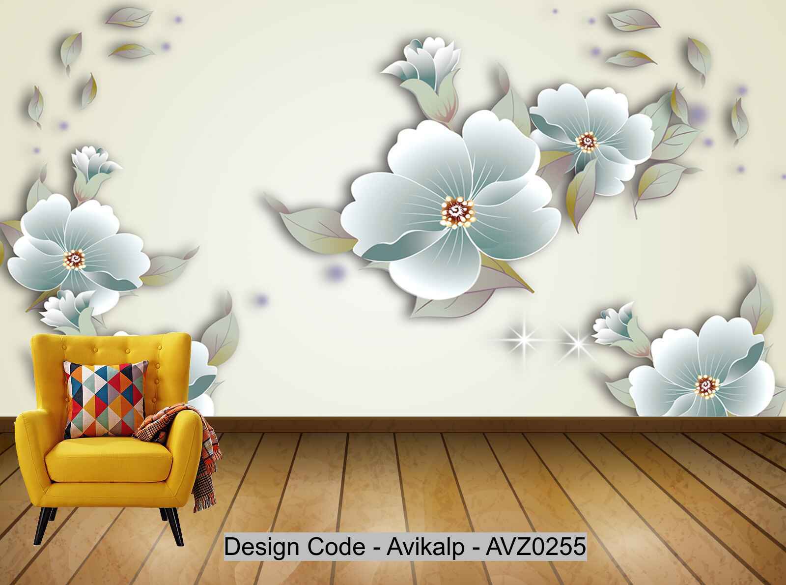 Avikalp Exclusive AVZ0255 Creative Stereoscopic 3D Flower Open Rich Tv Background Wall HD 3D Wallpaper