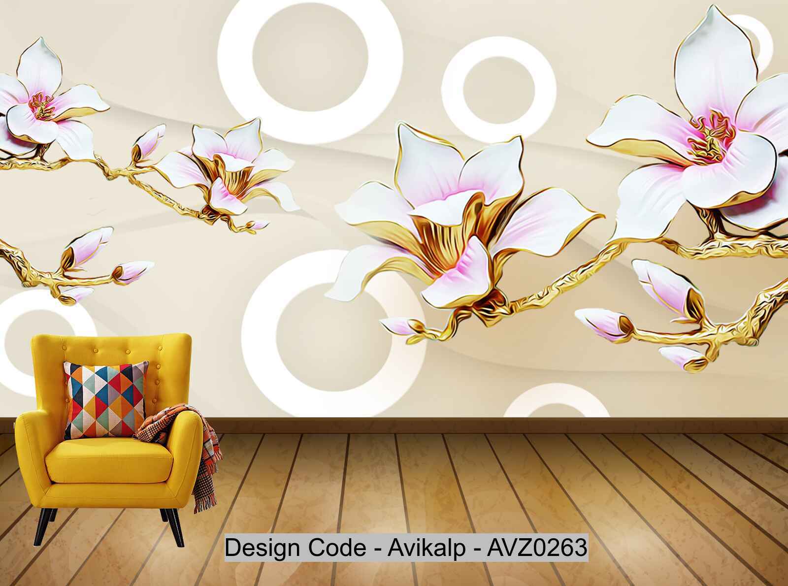 Avikalp Exclusive AVZ0263 Modern Living Room Home And Rich Magnolia Embossed Decorative Tv Background Wall HD 3D Wallpaper