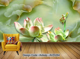 Avikalp Exclusive AVZ0264 3D Lotus Embossed Tv Background Wall HD 3D Wallpaper