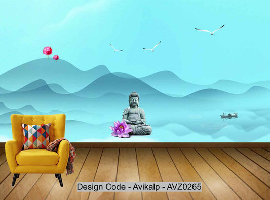 Avikalp Exclusive AVZ0265 New Chinese Style Simple Zen Landscape Tv Background Wall HD 3D Wallpaper