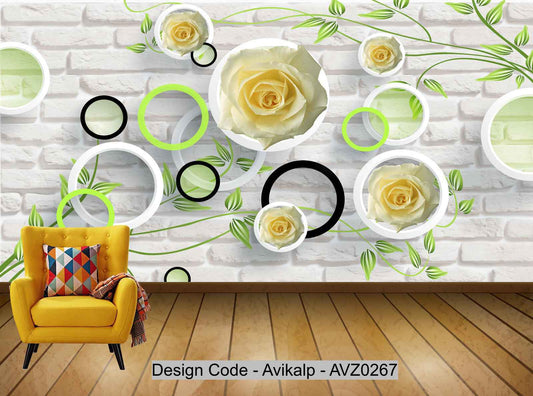 Avikalp Exclusive AVZ0267 Modern Minimalist Style Home Tv Background Circle Texture HD 3D Wallpaper