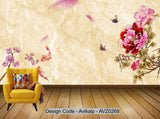 Avikalp Exclusive AVZ0268 Chinese Style Squid Peony Marble Living Room Tv Background Wall HD 3D Wallpaper