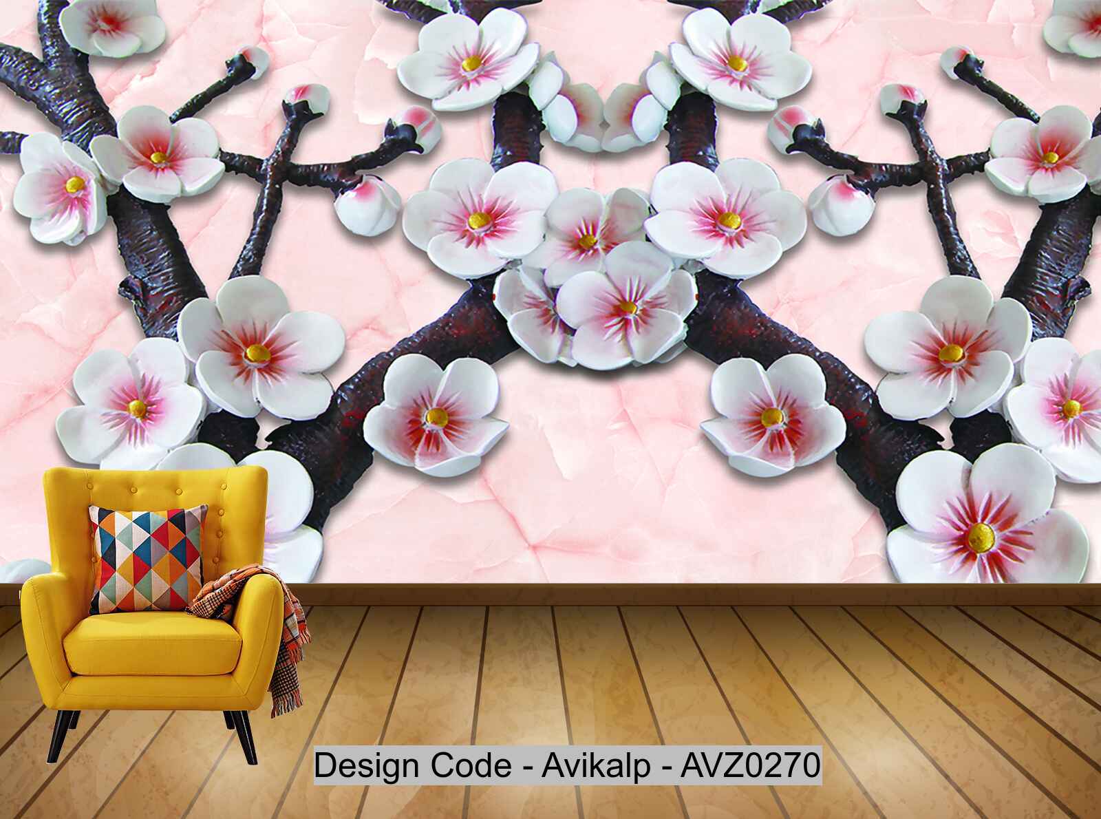 Avikalp Exclusive AVZ0270 3D Embossed Plum Tv Background Wall HD 3D Wallpaper