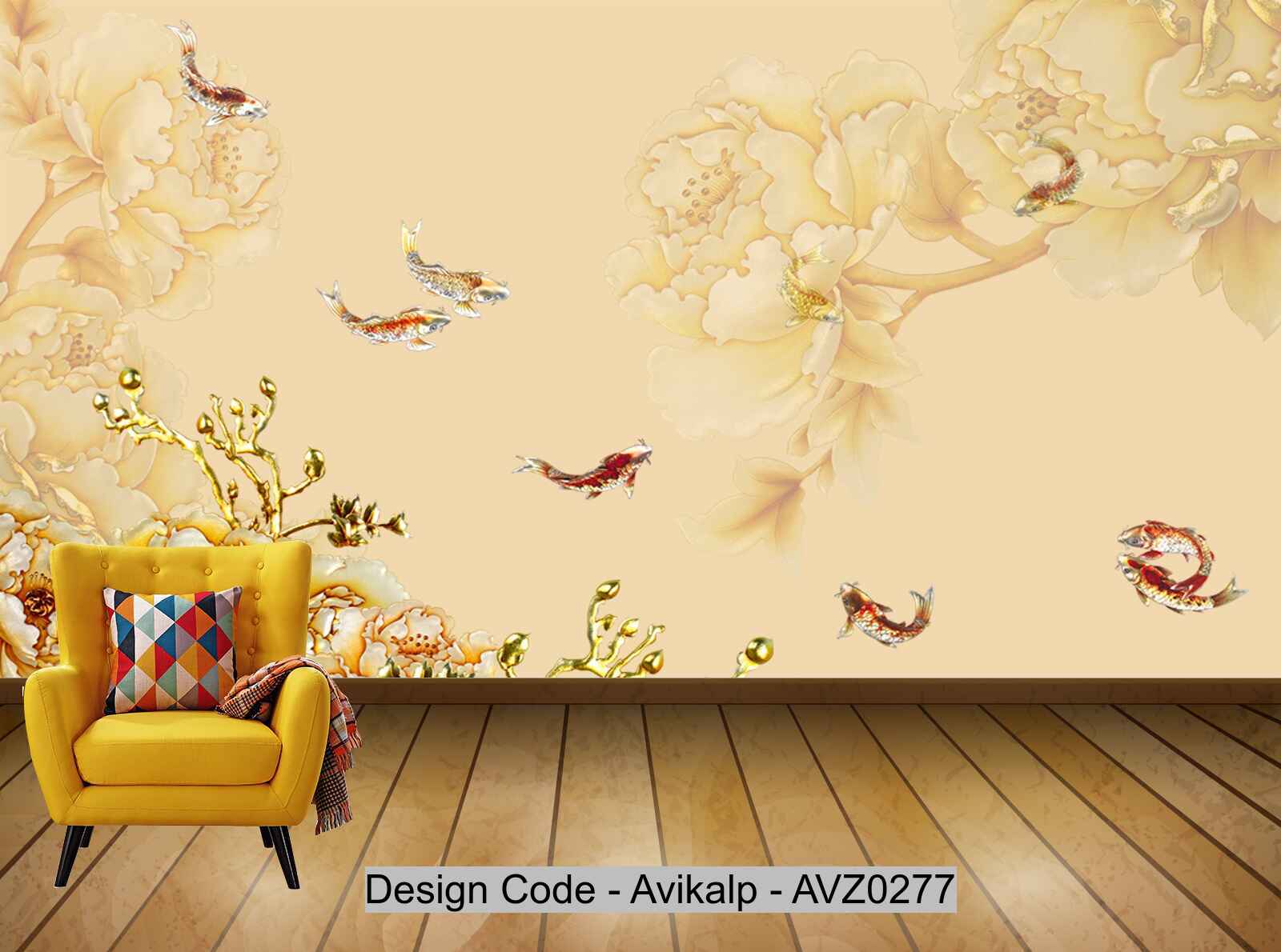 Avikalp Exclusive AVZ0277 Chinese Stereo Peony Rich Tv Background Wall HD 3D Wallpaper