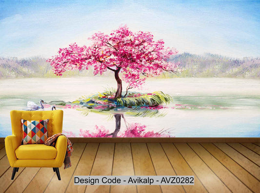 Avikalp Exclusive AVZ0282 Oil Painting Style Landscape Scenery Tv Background Wall HD 3D Wallpaper