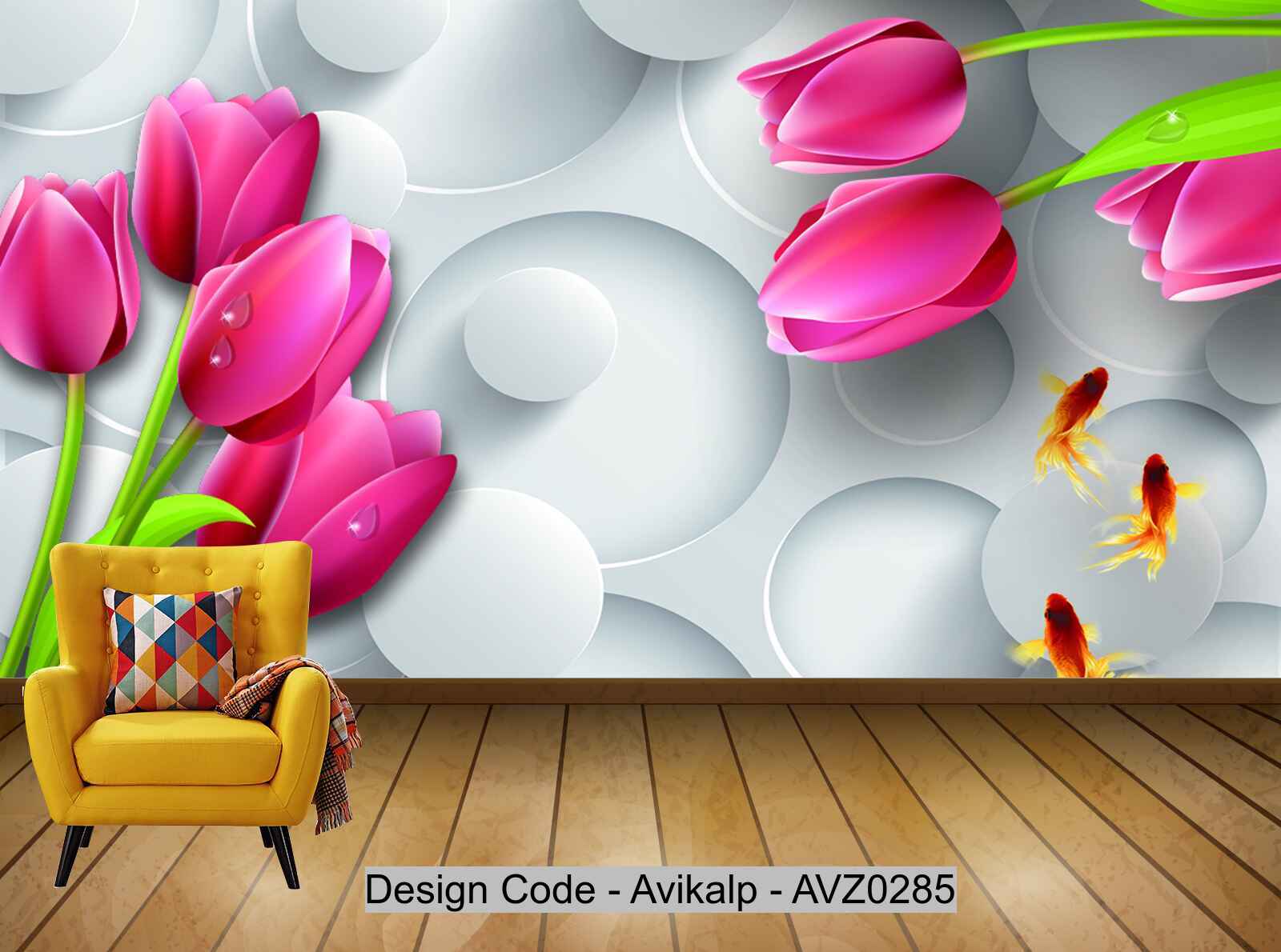 Avikalp Exclusive AVZ0285 3D Stereo Fashion Tulip Living Room Tv Background Wall HD 3D Wallpaper