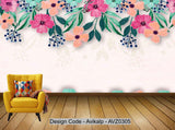 Avikalp Exclusive AVZ0305 Watercolor Floral Nordic Tv Background Wall HD 3D Wallpaper