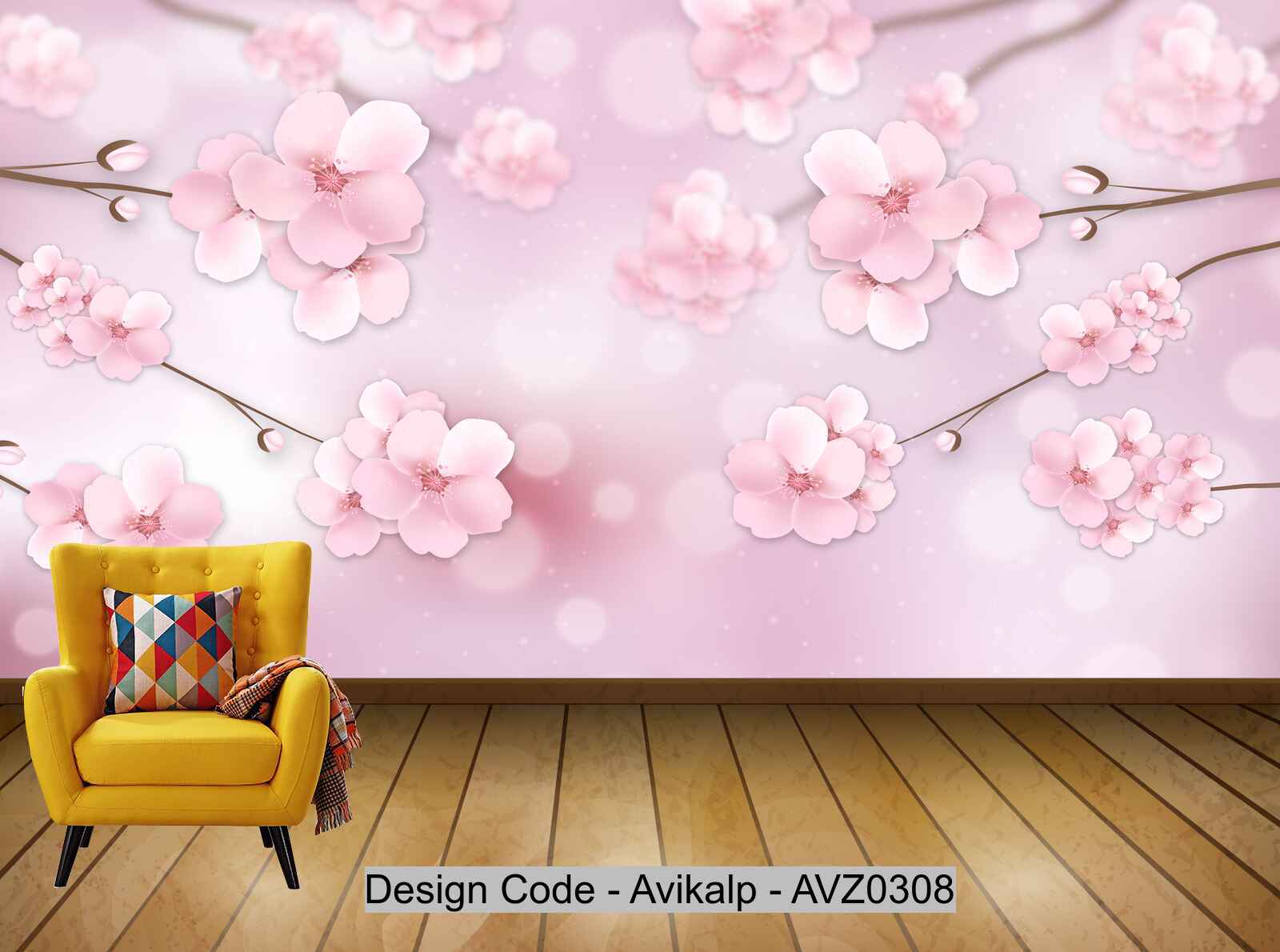 Avikalp Exclusive AVZ0308 Flower Nordic Modern Tv Background Wall HD 3D Wallpaper