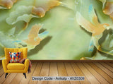 Avikalp Exclusive AVZ0309 3D Magpie Lotus Leaf Jade Carving Wall HD 3D Wallpaper