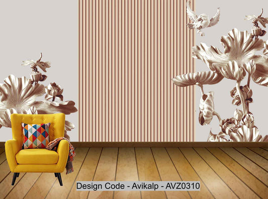 Avikalp Exclusive AVZ0310 Understated Luxury 3D Wood Carving Background Wall HD 3D Wallpaper