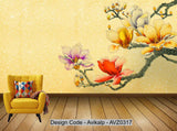 Avikalp Exclusive AVZ0317 Chinese Style Flower Wall HD 3D Wallpaper