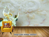 Avikalp Exclusive AVZ0321 3D Jade Carving Peacock Jade Background Wall HD 3D Wallpaper