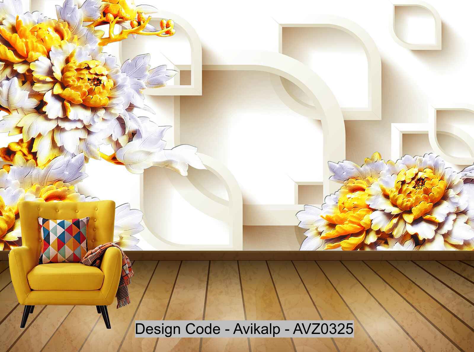 Avikalp Exclusive AVZ0325 3D Peony Rich Background Wall HD 3D Wallpaper