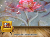 Avikalp Exclusive AVZ0340 3D Pink And Timore Jade Carving Wall HD 3D Wallpaper