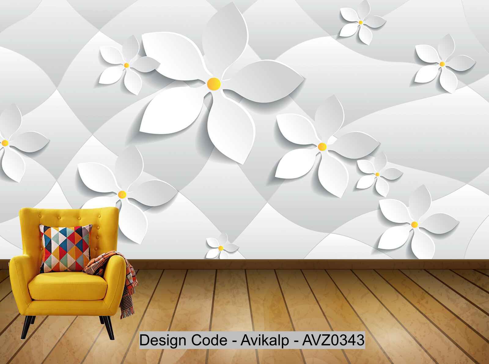 Avikalp Exclusive AVZ0343 Modern Stereo 3D Flower Geometry Living Room Tv Background Wall HD 3D Wallpaper