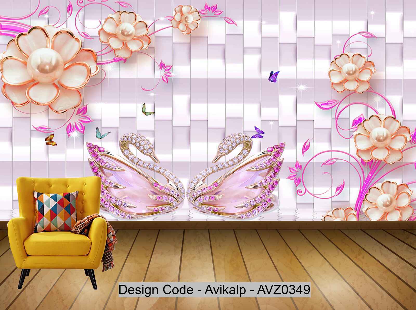 Avikalp Exclusive AVZ0349 Modern Luxury Jewelry 3D Tv Background Wall HD 3D Wallpaper