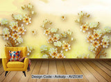 Avikalp Exclusive AVZ0367 Chinese Three Dimensional Flower Open Rich Wall HD 3D Wallpaper