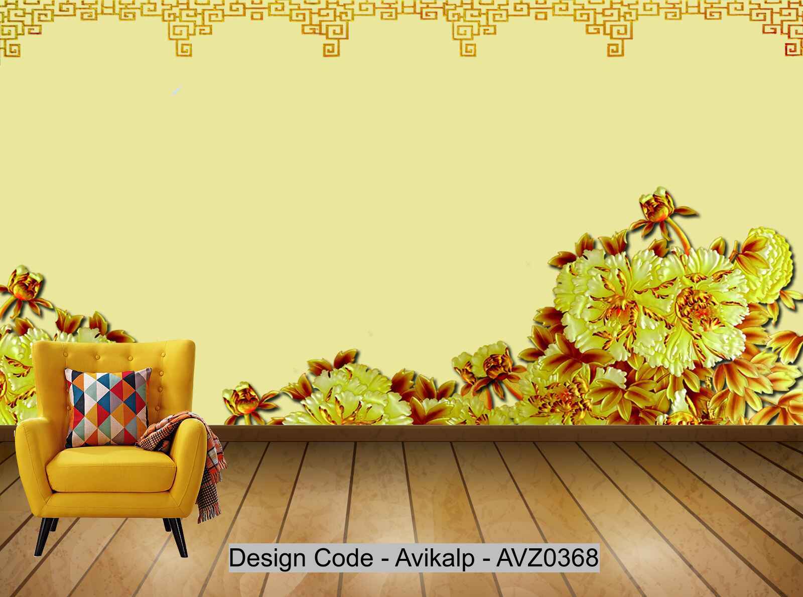 Avikalp Exclusive AVZ0368 Chinese Three Dimensional Gold Family Peace Background Wall HD 3D Wallpaper