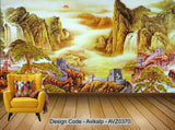 Avikalp Exclusive AVZ0370 Chinese Style Great Wall Scenery Ink Landscape Background Wall HD 3D Wallpaper