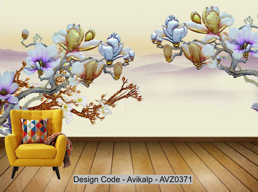 Avikalp Exclusive AVZ0371 Medium And Modern Three Dimensional Golden Chinese And Rich Background Wall HD 3D Wallpaper