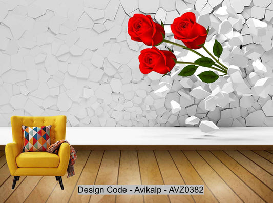 Avikalp Exclusive AVZ0382 Modern Lime Wall Rose Flower Wall HD 3D Wallpaper