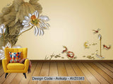 Avikalp Exclusive AVZ0383 Modern Chinese Three Dimensional Lotus Landscape Background Wall HD 3D Wallpaper