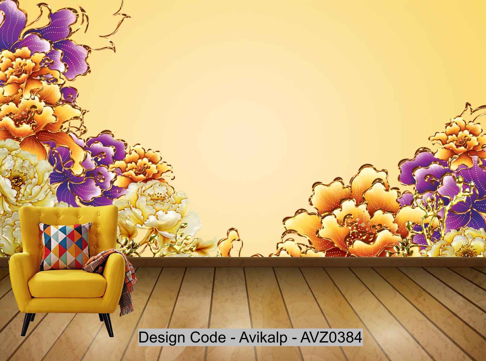 Avikalp Exclusive AVZ0384 Modern Chinese Flowers Clustered Against The Wall HD 3D Wallpaper