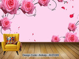 Avikalp Exclusive AVZ0385 Fresh Pink Rose Background Wall HD 3D Wallpaper