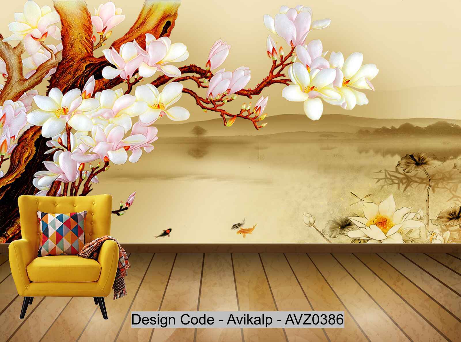 Avikalp Exclusive AVZ0386 Ya Muran Perfume Ink Chinese Modern Background Wall HD 3D Wallpaper