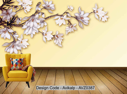 Avikalp Exclusive AVZ0387 Chinese Style Peony Flower Chinese Modern Background Wall HD 3D Wallpaper