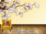 Avikalp Exclusive AVZ0387 Chinese Style Peony Flower Chinese Modern Background Wall HD 3D Wallpaper