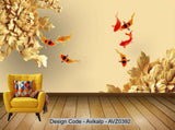 Avikalp Exclusive AVZ0392 Beautiful 3D Wood Carving Peony Wanfu Background Wall HD 3D Wallpaper