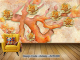 Avikalp Exclusive AVZ0398 3D Jade Carving Jewels Marbled Wall Background HD 3D Wallpaper