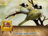 Avikalp Exclusive AVZ0402 3D Jade Carving Magpie Lotus Leaf Background Wall HD 3D Wallpaper