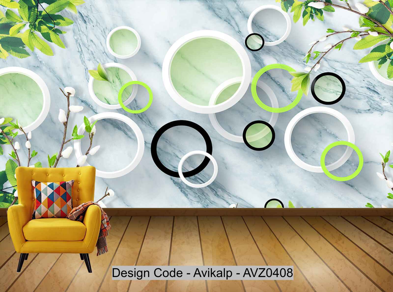 Avikalp Exclusive AVZ0408 Stereo 3D Circle Simple Marble Texture Background Decoration HD 3D Wallpaper