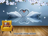 Avikalp Exclusive AVZ0409 Modern Minimalist Dreamy Swan Tv Background Wall HD 3D Wallpaper