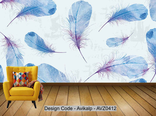 Avikalp Exclusive AVZ0412 Modern Minimalist Fresh Hand Painted Watercolor Feather Tv Background Wall HD 3D Wallpaper