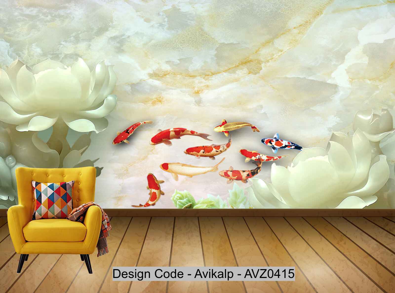 Avikalp Exclusive AVZ0415 Elegant Lotus Flower Three Dimensional Background Wall HD 3D Wallpaper