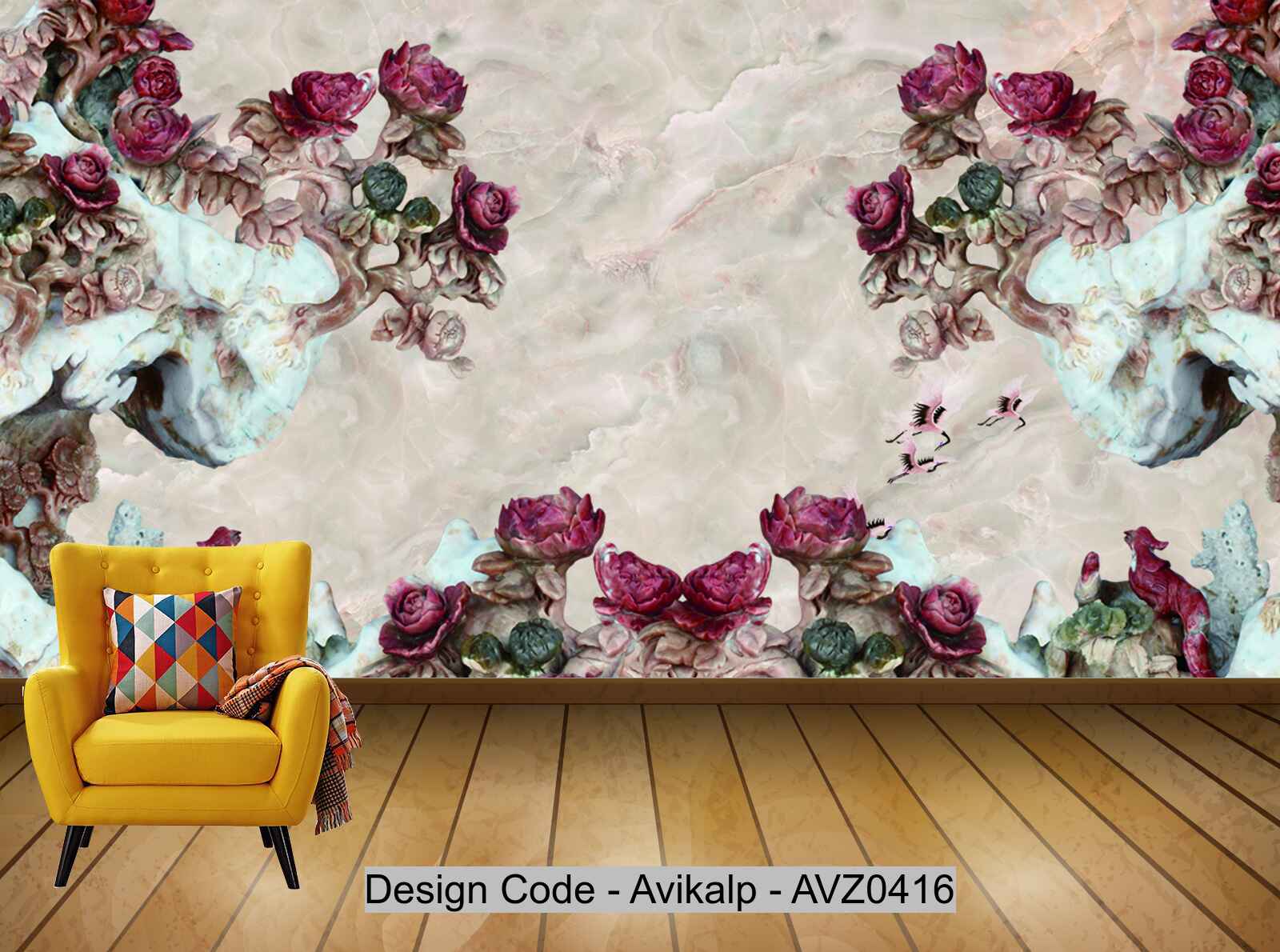 Avikalp Exclusive AVZ0416 Marble Jade Carving Tv Background Wall HD 3D Wallpaper