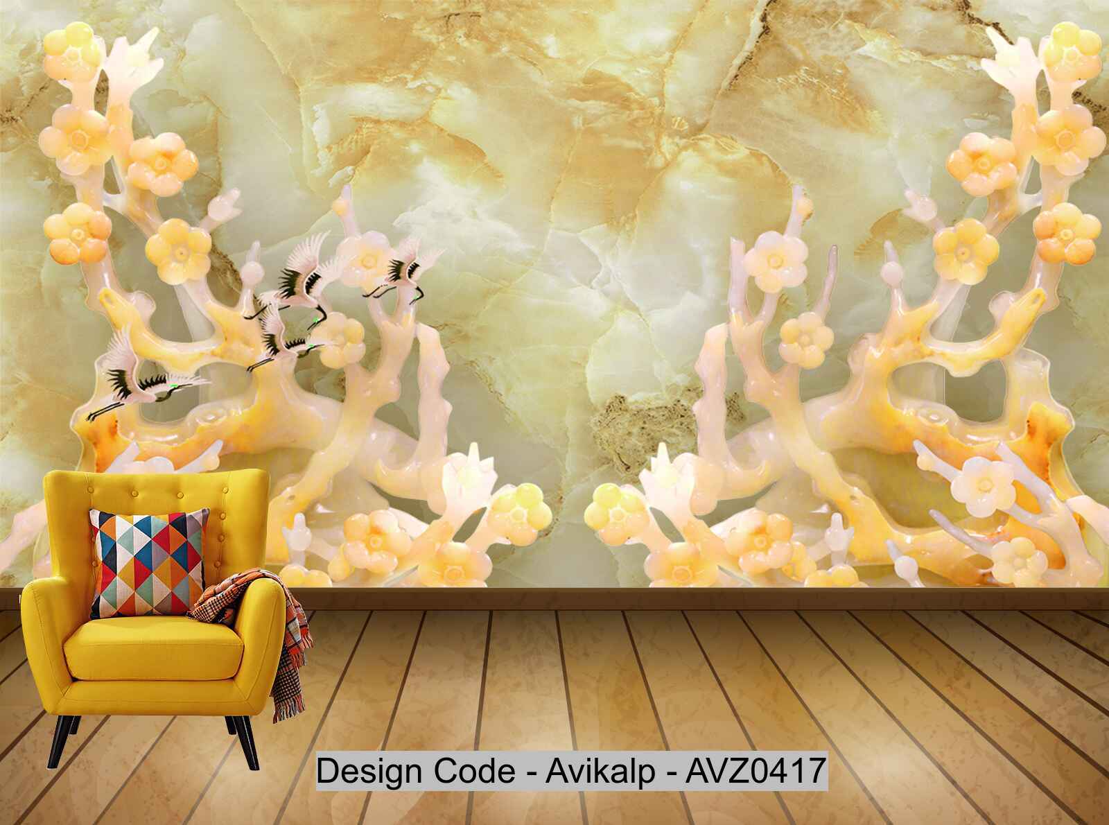Avikalp Exclusive AVZ0417 Luxury Marble Jade Carving Tv Background Wall HD 3D Wallpaper
