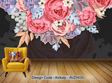 Avikalp Exclusive AVZ0435 Modern Minimalist Idyllic Hand Drawn Floral Tv Background Wall HD 3D Wallpaper