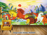 Avikalp Exclusive AVZ0444 New Chinese Eight Horses Full Picture Horses To Successfully Welcome Songs Tv Background Wall HD 3D Wallpaper