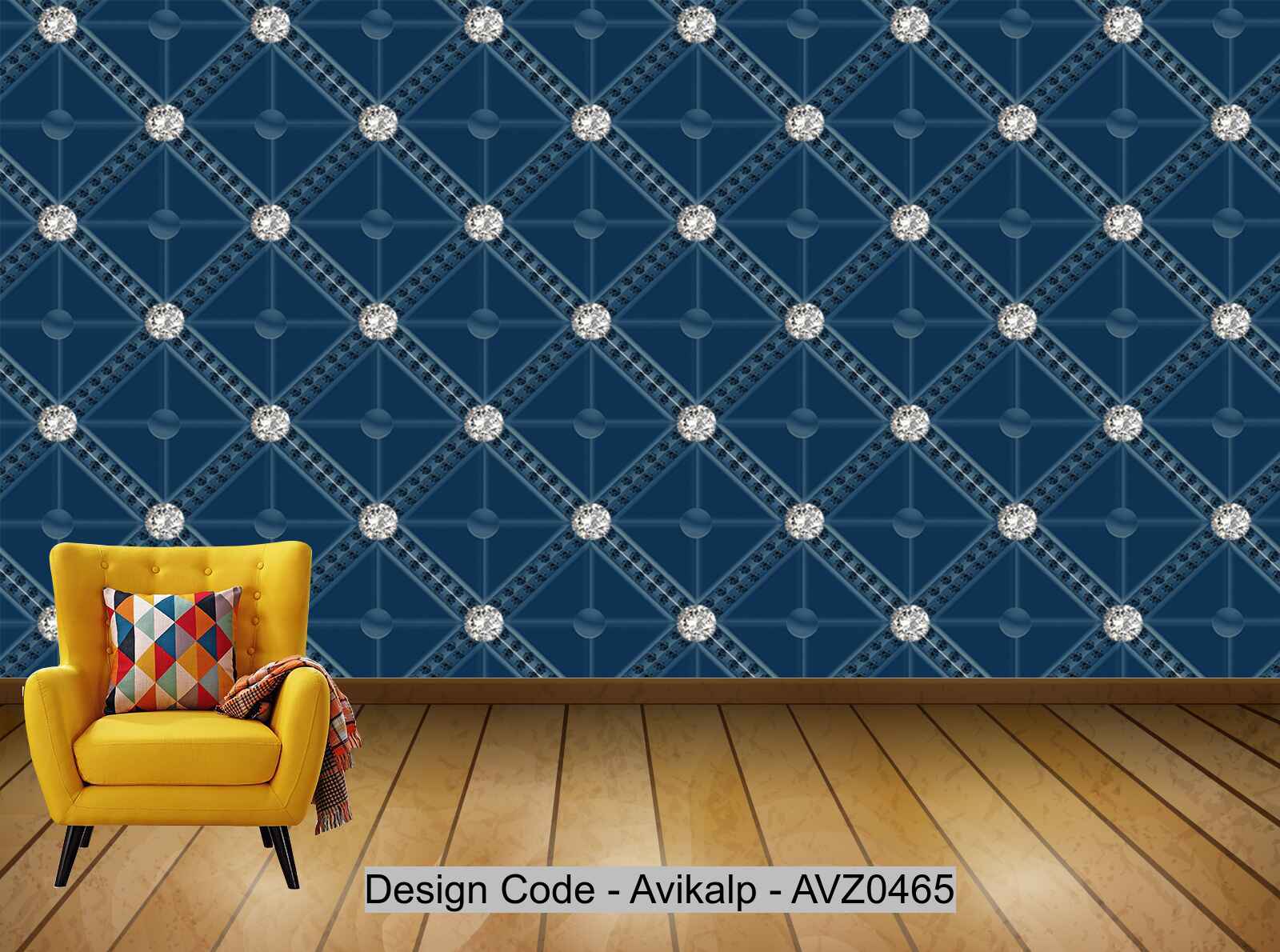 Avikalp Exclusive AVZ0465 Noble Blue Diamondd Prismatic Wall HD 3D Wallpaper