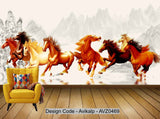 Avikalp Exclusive AVZ0469 Horse Galloping Mountain Scenery Background Wall HD 3D Wallpaper