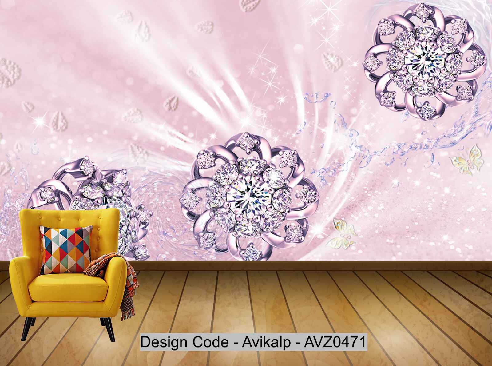Avikalp Exclusive AVZ0471 Romantic Beautiful Diamond Flower Jewellery Wall HD 3D Wallpaper